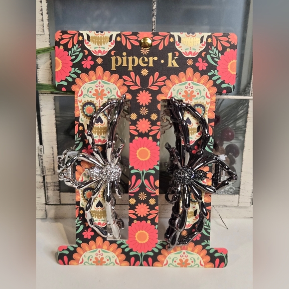 Piper K Accessories - Piper K Black and Silver Spider Hair Clips